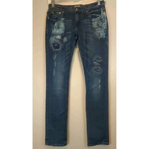 be rock for express women Distress‎ Skinny Stitch Design Low Rise Denim Jeans 6